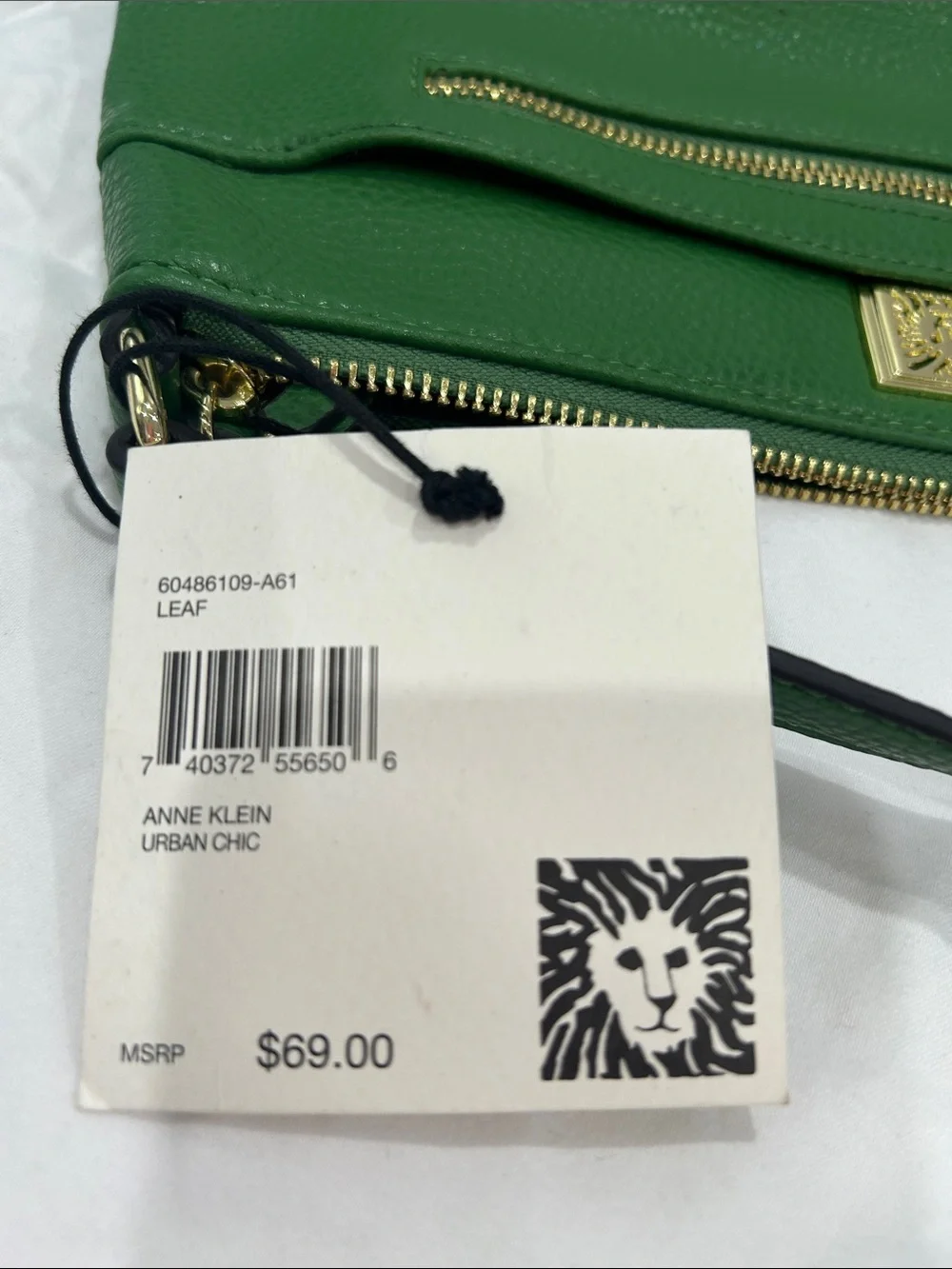 Anne Klein Emerald Green Pebbled Crossbody with Gold Accents